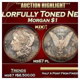 1886-p Morgan Dollar Colorfully Toned Near Top Pop