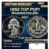1952 Proof Washington Quarter TOP POP! 25c pr68 DC