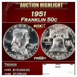 1951 Proof Franklin Half Dollar 50c pr68+ SEGS