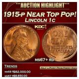 1915-p Lincoln Cent Near Top Pop! 1c ms67+ rd SEGS