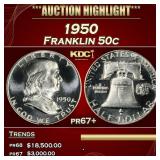 1950 Proof Franklin Half Dollar 50c pr67+ SEGS