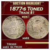 1877-s Trade Dollar Toned $1 ms63 USCG