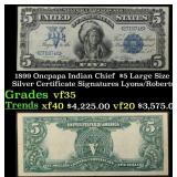 1899 $5 Large Size Silver Certificate Oncpapa Indi