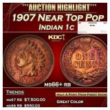 1907 Indian Cent Near Top Pop 1c ms66+ rb SEGS