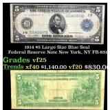 1914 $5 Large Size Blue Seal Federal Reserve Note