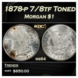 1878-p 7/8tf Morgan Dollar Toned $1 Grades ms64