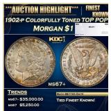 1902-p Morgan Dollar Colorfully Toned TOP POP! $1
