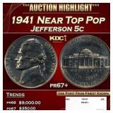 1941 Proof Jefferson Nickel Near Top Pop 5c pr67+
