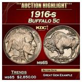 1916-s Buffalo Nickel 5c ms65 SEGS