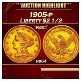 1905-p Gold Liberty Quarter Eagle $2 1/2 ms64 SEGS