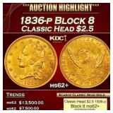 1836-p Block 8 Classic Head Gold Quarter Eagle ms6
