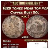 1829 Capped Bust Half Dollar Toned Near Top Pop 50