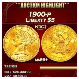 1900-p Gold Liberty Half Eagle $5 ms66+ SEGS