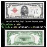 1928B $5 Red Seal United States Note Grades Choice
