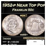 1952-p Franklin Half Dollar Near Top Pop 50c ms66+