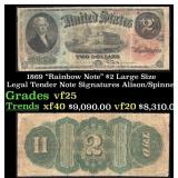 1869 $2 Large Size Legal Tender Note "Rainbow Note