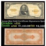 1922 $50 Large Size Gold Certificate Grades vf+ Si