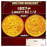 1857-p Gold Liberty Quarter Eagle $2 1/2 ms64+ SEG