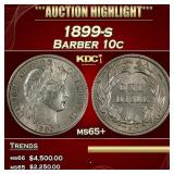 1899-s Barber Dime 10c ms65+ SEGS