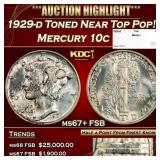 1929-d Mercury Dime Toned Near Top Pop! 10c ms67+