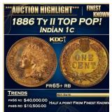 1886 Ty II Proof Indian Cent TOP POP! 1c pr65+ rb