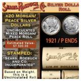 20 Mixed Morgan/Peace Unc SEARS Dollar $1 Roll 192