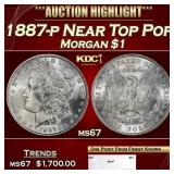 1887-p Morgan Dollar Near Top Pop $1 ms67 SEGS