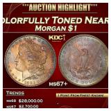 1883-p Morgan Dollar Colorfully Toned Near Top Pop