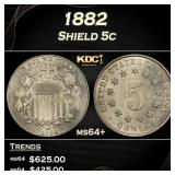 1882 Shield Nickel 5c Grades ms64+