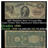 1869 $1 Large Size Legal Tender Note "Rainbow Note