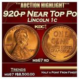 1920-p Lincoln Cent Near Top Pop! 1c ms67 rd SEGS