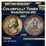 1958-d Washington Quarter Colorfully Toned TOP POP