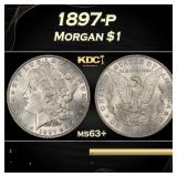 1897-p Morgan Dollar $1 Grades ms63+