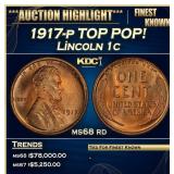 1917-p Lincoln Cent TOP POP! 1c ms68 rd SEGS