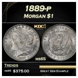 1889-p Morgan Dollar $1 Grades ms65