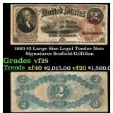 1880 $2 Large Size Legal Tender Note Grades vf+ Si