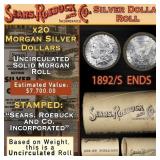 20 Uncirculated Morgan Silver Dollars $1 SEARS Rol
