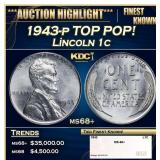 1943-p Lincoln Cent TOP POP! 1c ms68+ SEGS