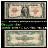 1923 $1 United States Note Grades vf+ Signatures S