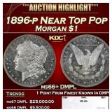 1896-p Morgan Dollar Near Top Pop $1 ms66+ DMPL SE