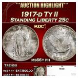 1917-d Ty II Standing Liberty Quarter 25c ms66+ fh