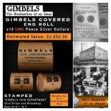 GIMBLES RARE 10 Coin Peace Silver Dollar Roll Unc