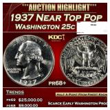 1937 Proof Washington Quarter Near Top Pop 25c pr6