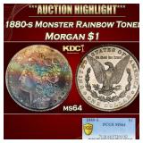PCGS 1880-s Morgan Dollar Monster Rainbow Toned $1