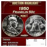 1950 Proof Franklin Half Dollar 50c pr68+ SEGS
