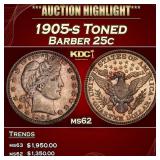 1905-s Barber Quarter Toned 25c ms62 USCG