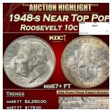 1948-s Roosevelt Dime Near Top Pop 10c ms67+ FT SE