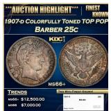 1907-d Barber Quarter Colorfully Toned TOP POP! 25