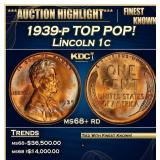 1939-p Lincoln Cent TOP POP! 1c ms68+ rd SEGS