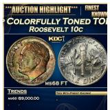 1962-p Roosevelt Dime Colorfully Toned TOP POP! 10